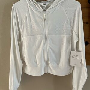 Athleta Girl White Hooded Zip Jacket
